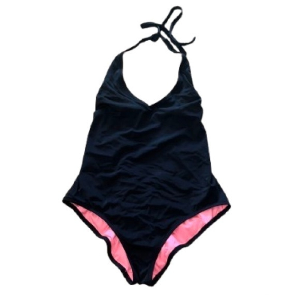 PINK Victoria’s Secret black halter one piece swimsuit size L